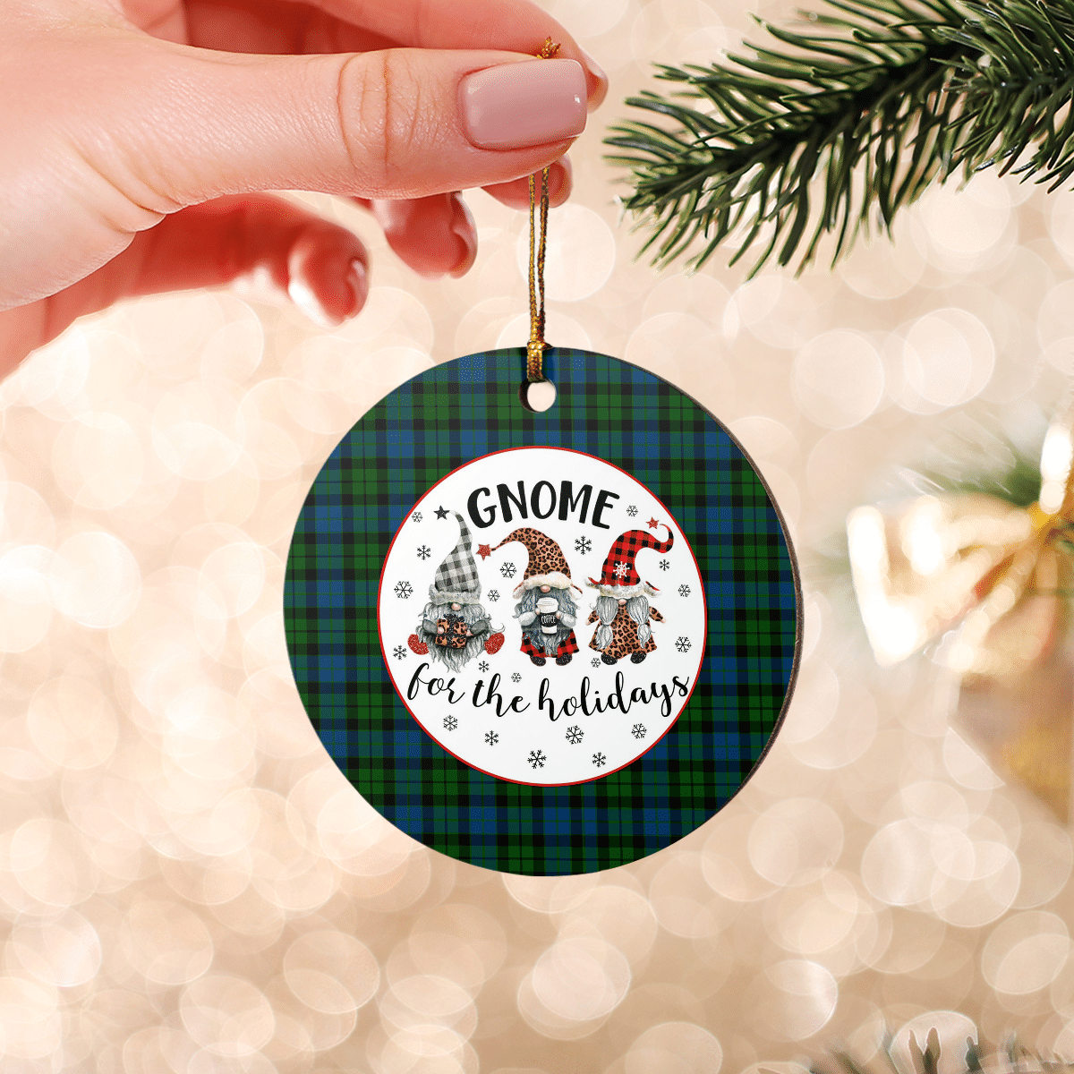 Clan MacKie Tartan Tartan Crest Gnome Round Ceramic Ornament ME55 MacKie Tartan Tartan Christmas   