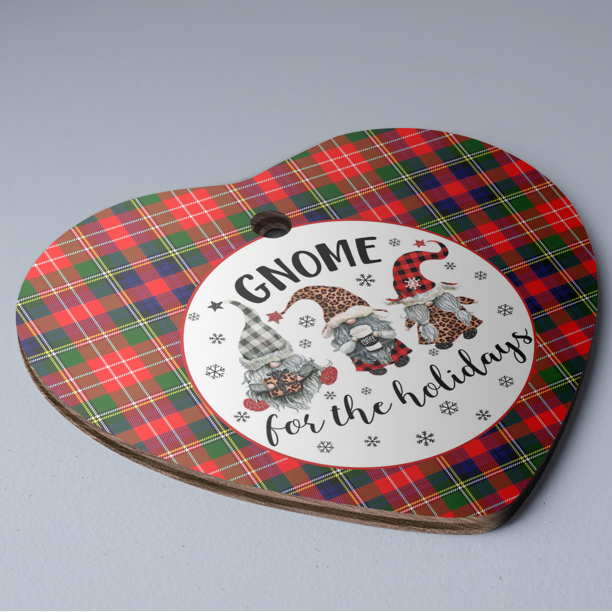 Clan Christie Tartan Tartan Crest Gnome Heart Ceramic Ornament ES45 Christie Tartan Tartan Christmas   