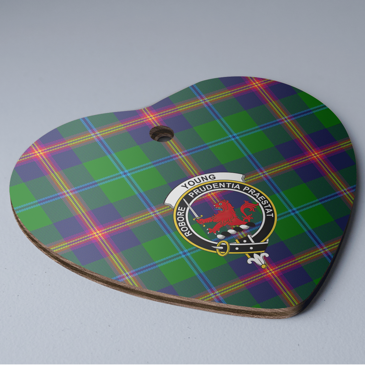 Clan Young Modern Tartan Crest Heart Ceramic Ornament CE70 Young Modern Tartan Tartan Christmas   