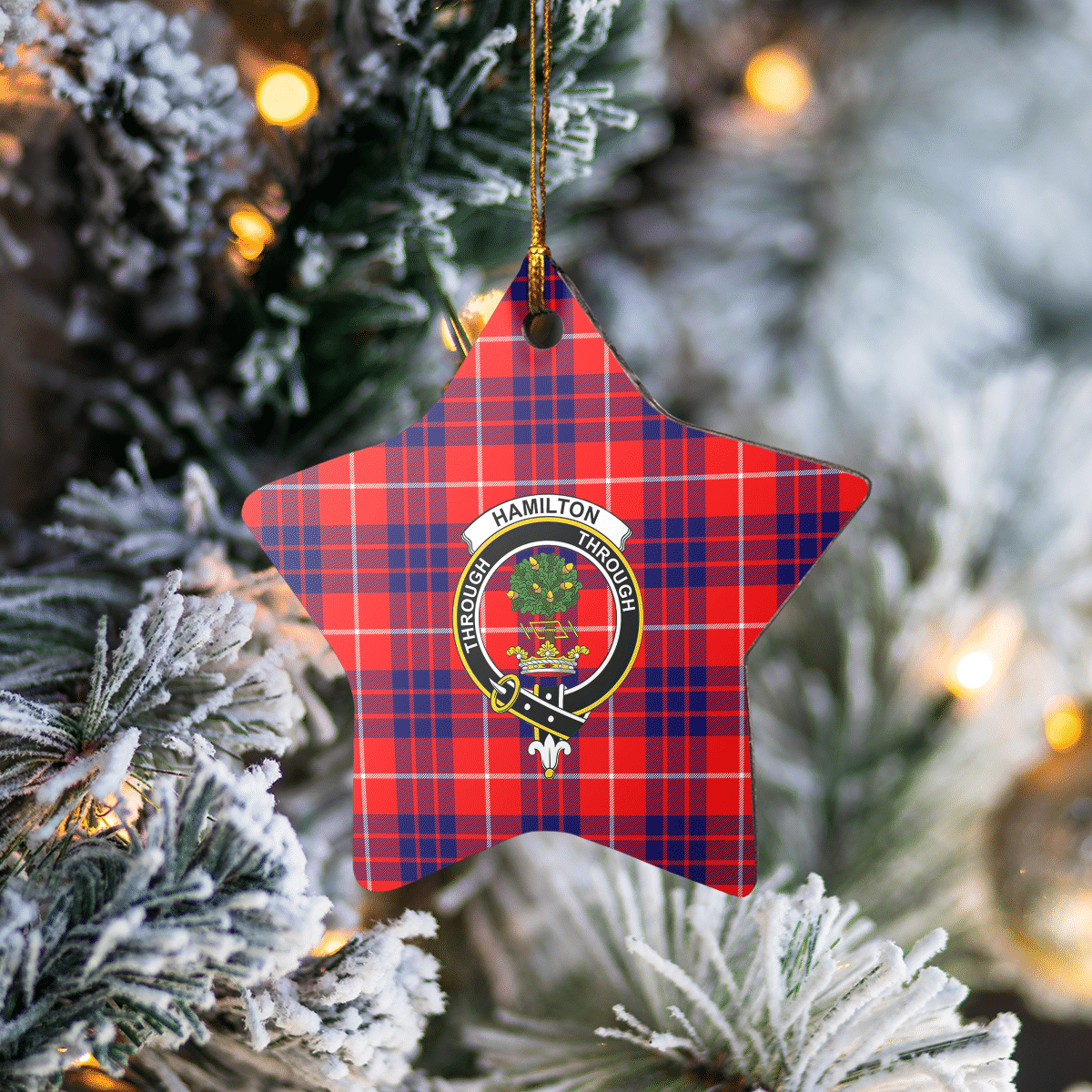 Clan Hamilton Modern Tartan Crest Star Ceramic Ornament CV89 Hamilton Modern Tartan Tartan Christmas   