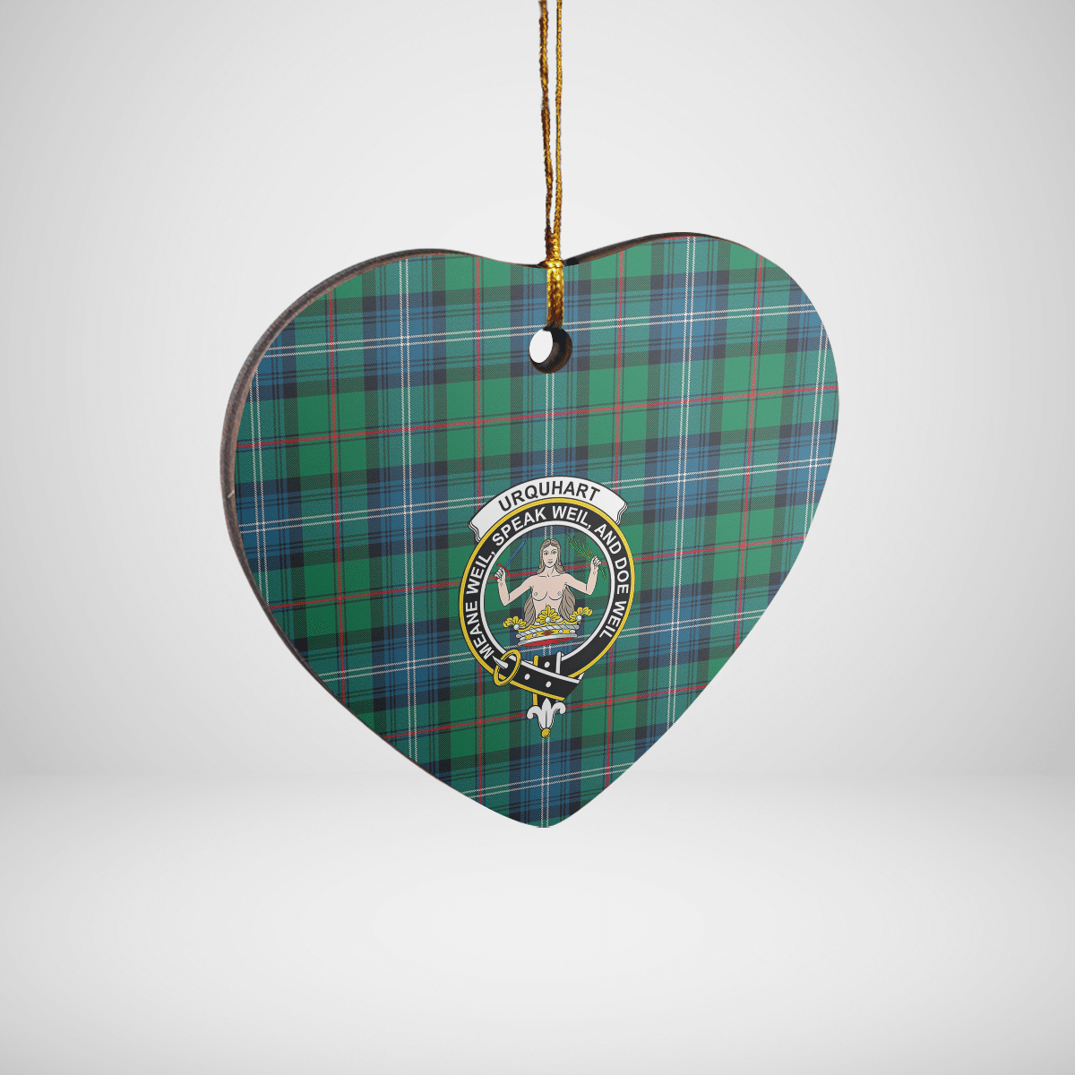 Clan Urquhart Ancient Tartan Crest Heart Ceramic Ornament SP86 Urquhart Ancient Tartan Tartan Christmas   