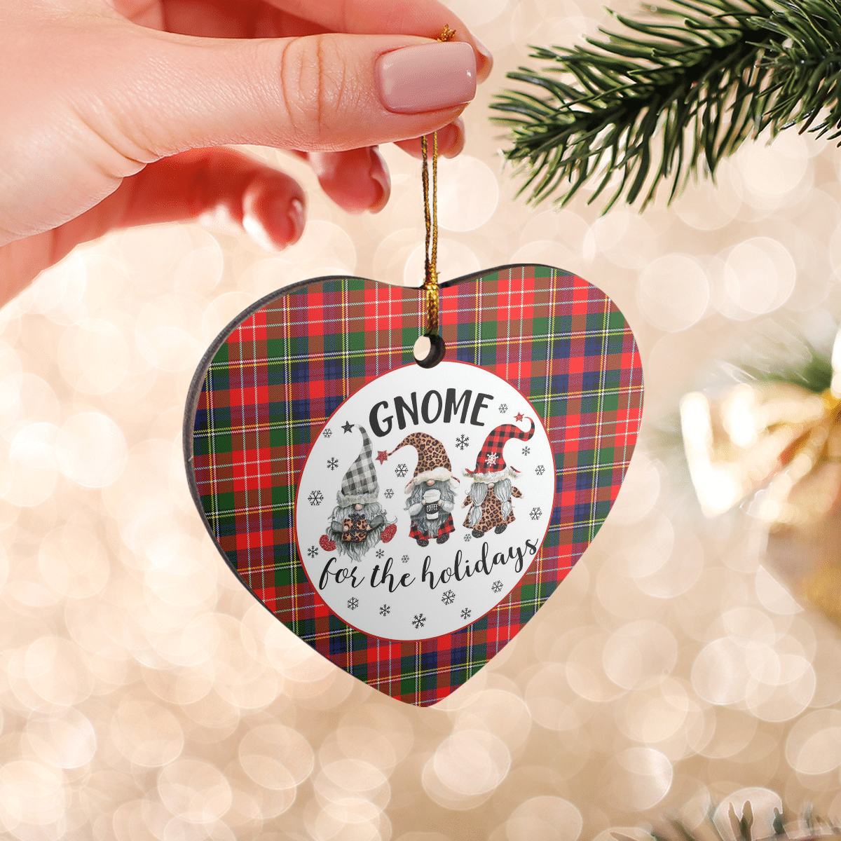 Clan Christie Tartan Tartan Crest Gnome Heart Ceramic Ornament ES45 Christie Tartan Tartan Christmas   