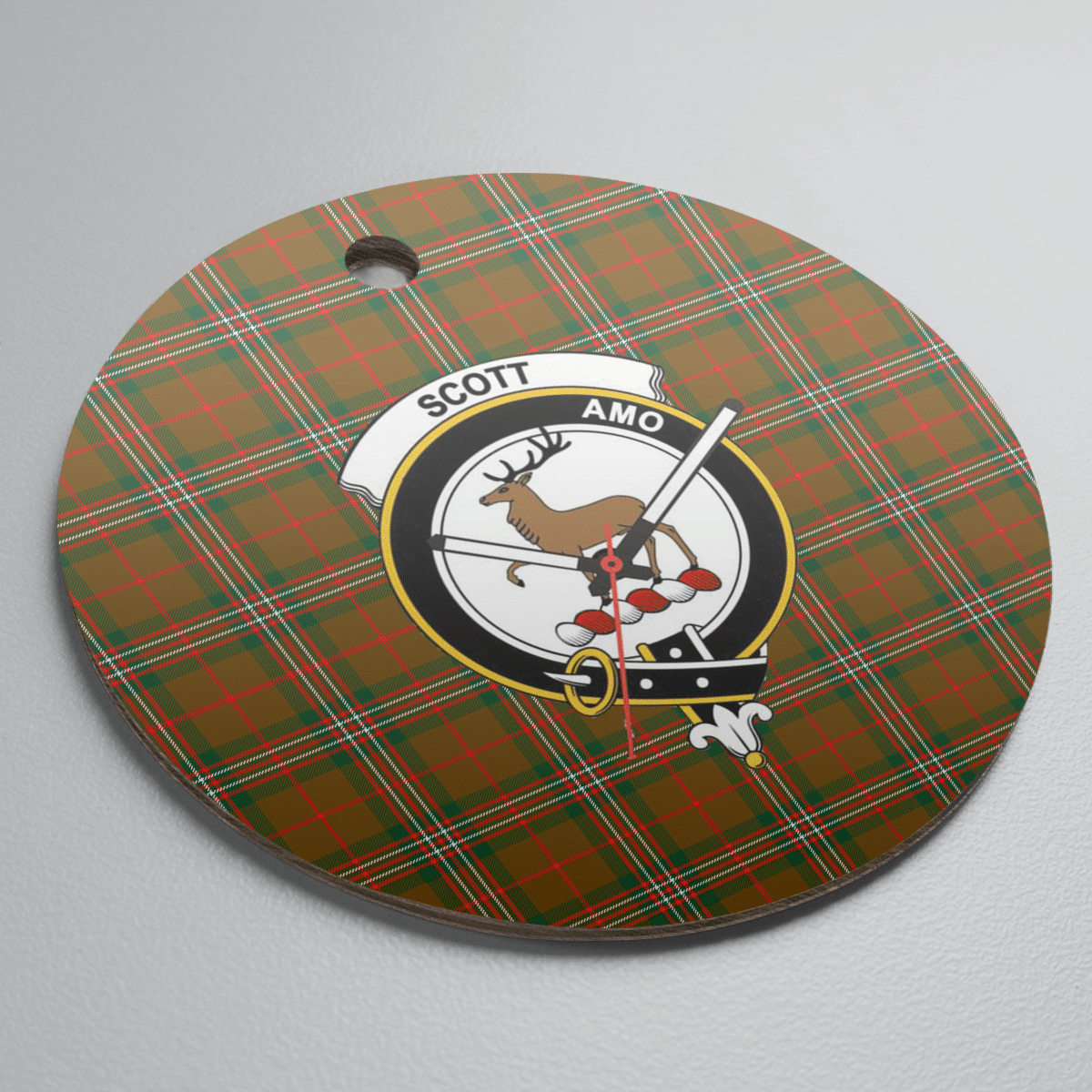 Clan Scott Brown Modern Tartan Crest Round Ceramic Ornament ML50 Scott Brown Modern Tartan Tartan Christmas   