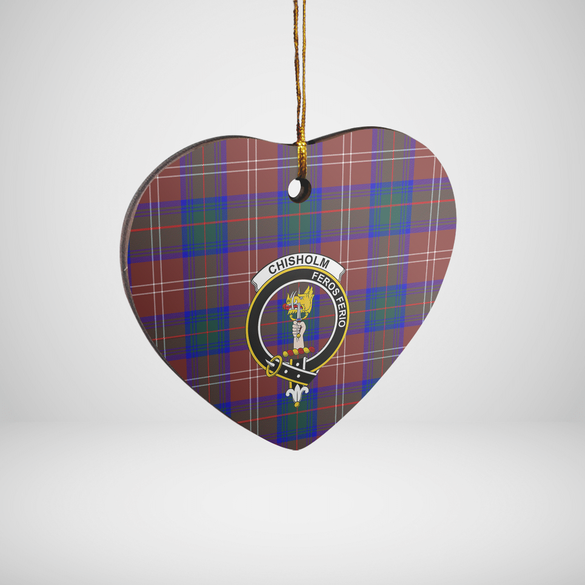 Clan Chisholm Hunting Modern Tartan Crest Heart Ceramic Ornament OG83 Chisholm Hunting Modern Tartan Tartan Christmas   