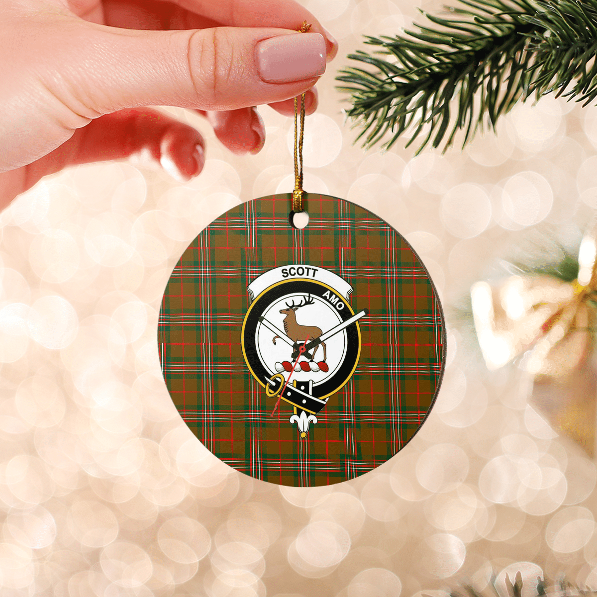 Clan Scott Brown Modern Tartan Crest Round Ceramic Ornament ML50 Scott Brown Modern Tartan Tartan Christmas   