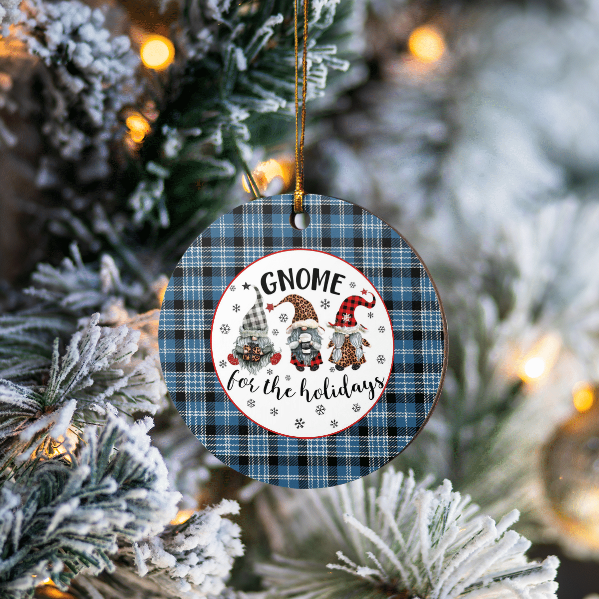 Clan Clark Ancient Tartan Tartan Crest Gnome Round Ceramic Ornament OK55 Clark Ancient Tartan Tartan Christmas   