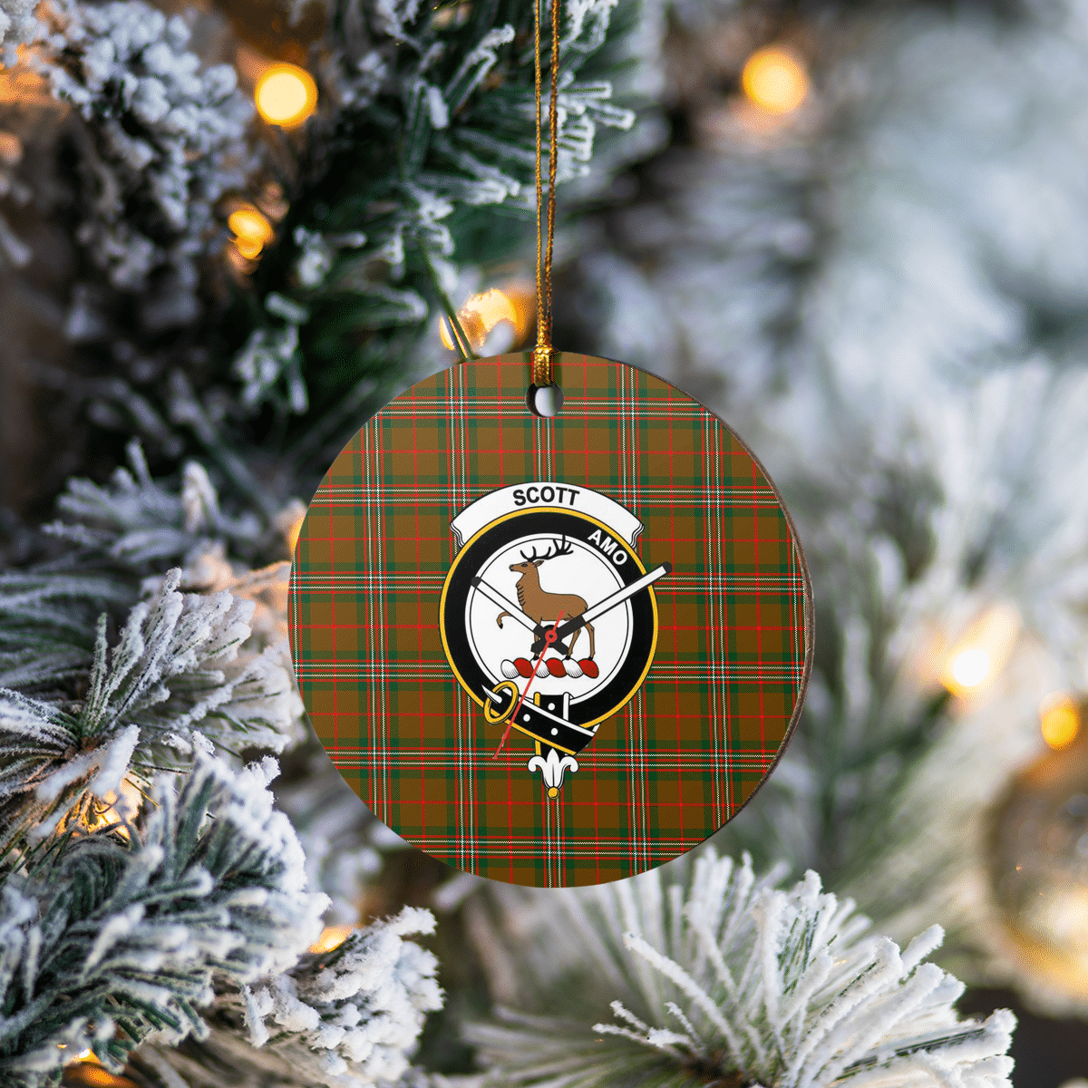 Clan Scott Brown Modern Tartan Crest Round Ceramic Ornament ML50 Scott Brown Modern Tartan Tartan Christmas   