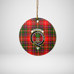 Clan Somerville Modern Tartan Crest Round Ceramic Ornament PQ97 Somerville Modern Tartan Tartan Christmas   