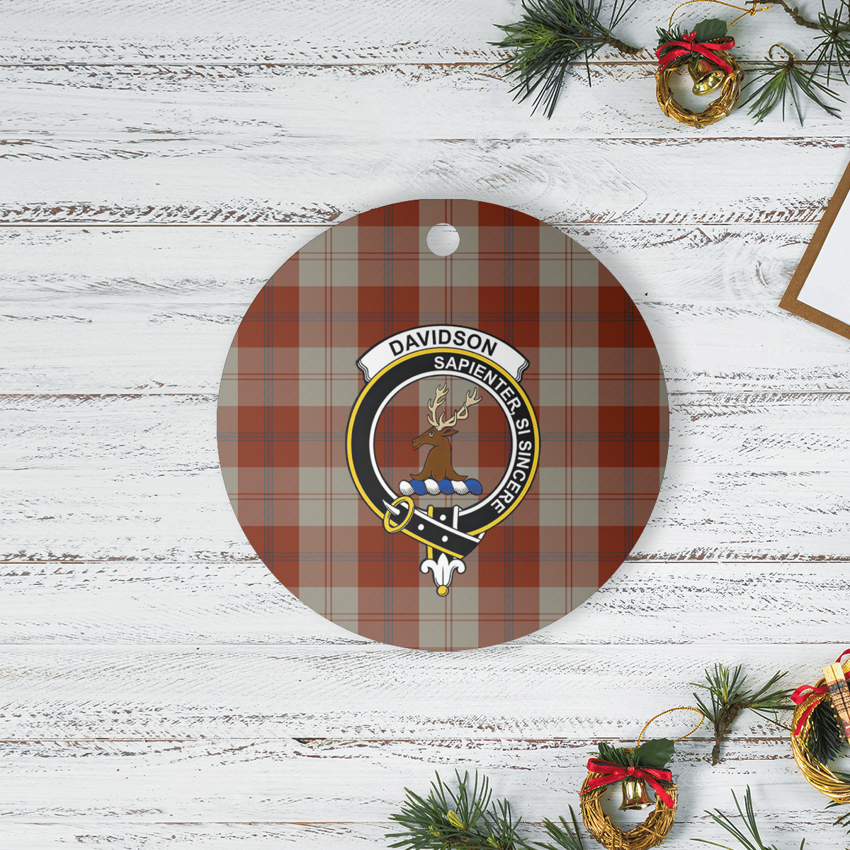 Clan Davidson Dress Dancers Tartan Crest Round Ceramic Ornament KN96 Davidson Dress Dancers Tartan Tartan Christmas   