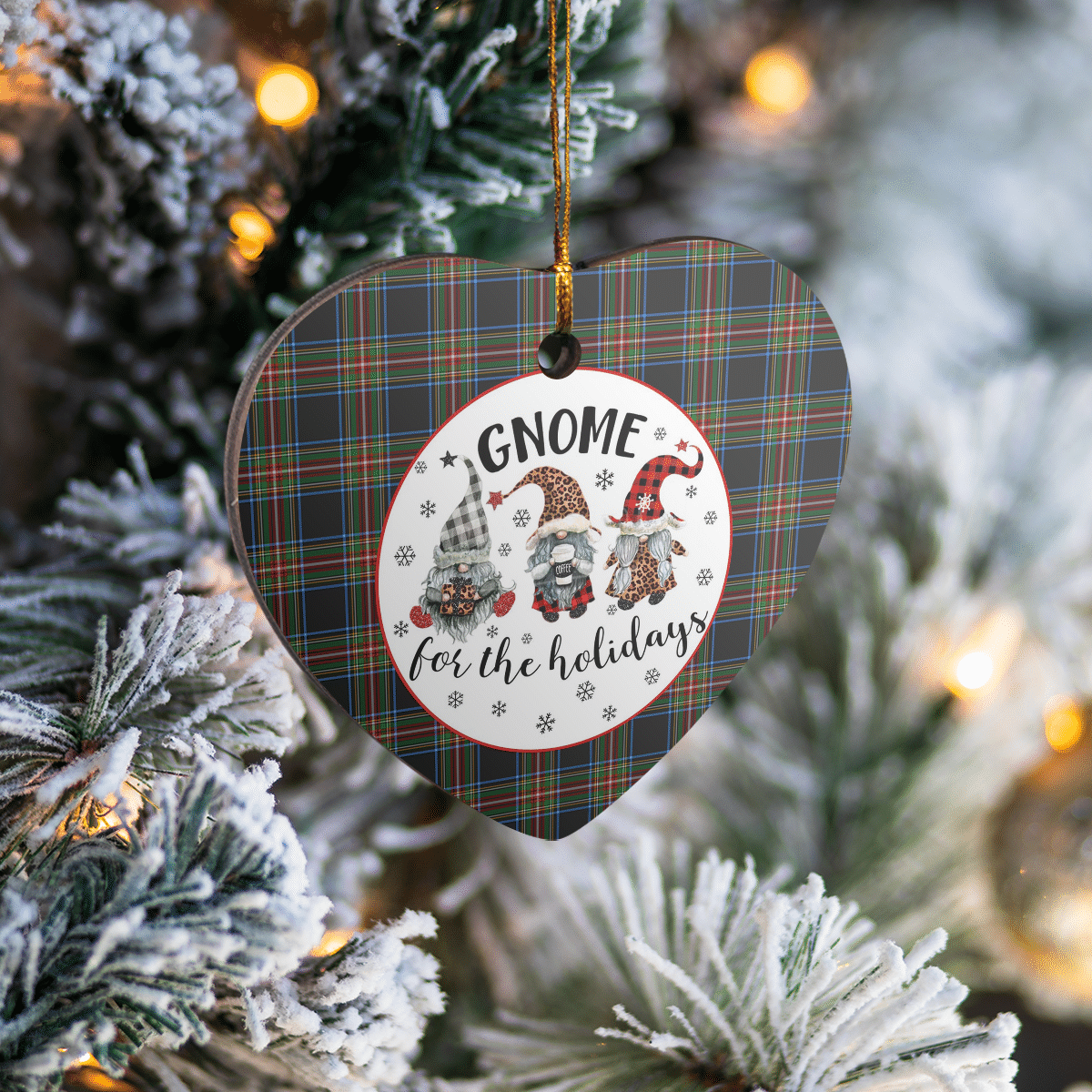 Clan Lyle Tartan Tartan Crest Gnome Heart Ceramic Ornament TJ97 Lyle Tartan Tartan Christmas   