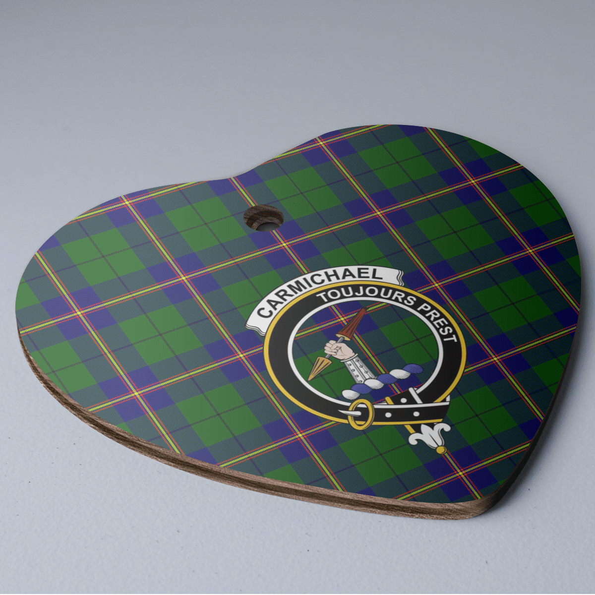 Clan Carmichael Modern Tartan Crest Heart Ceramic Ornament DQ62 Carmichael Modern Tartan Tartan Christmas   