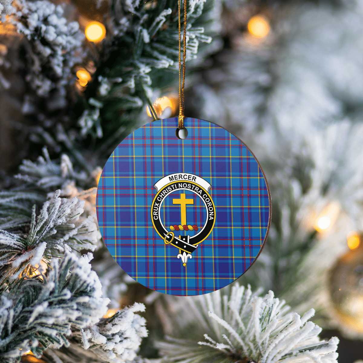 Clan Mercer Modern Tartan Crest Round Ceramic Ornament TN49 Mercer Modern Tartan Tartan Christmas   