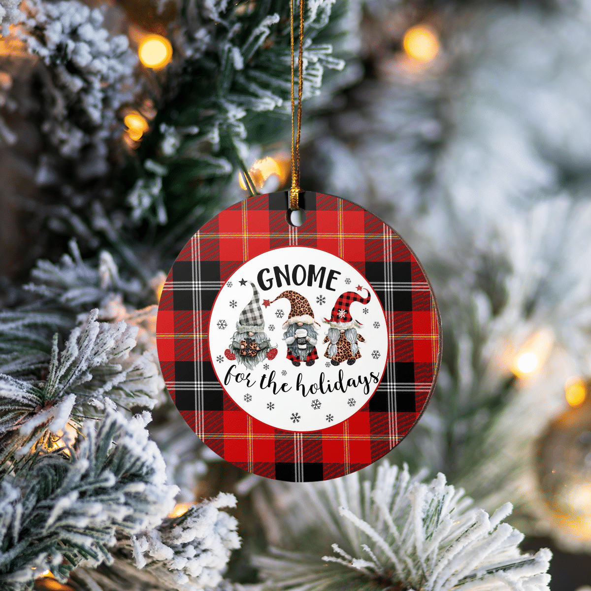 Clan Marjoribanks Tartan Tartan Crest Gnome Round Ceramic Ornament KX40 Marjoribanks Tartan Tartan Christmas   