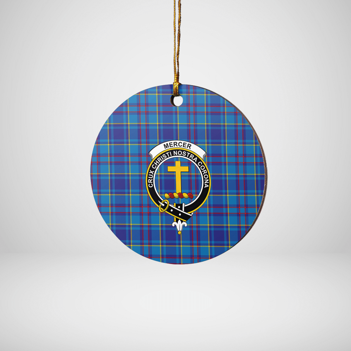 Clan Mercer Modern Tartan Crest Round Ceramic Ornament TN49 Mercer Modern Tartan Tartan Christmas   