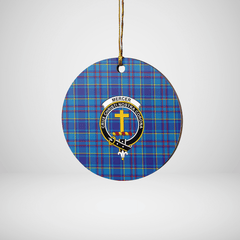 Clan Mercer Modern Tartan Crest Round Ceramic Ornament TN49 Mercer Modern Tartan Tartan Christmas   