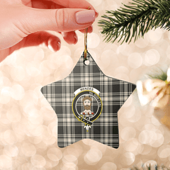 Clan Menzies Black & White Ancient Tartan Crest Star Ceramic Ornament UX16 Menzies Black & White Ancient Tartan Tartan Christmas   