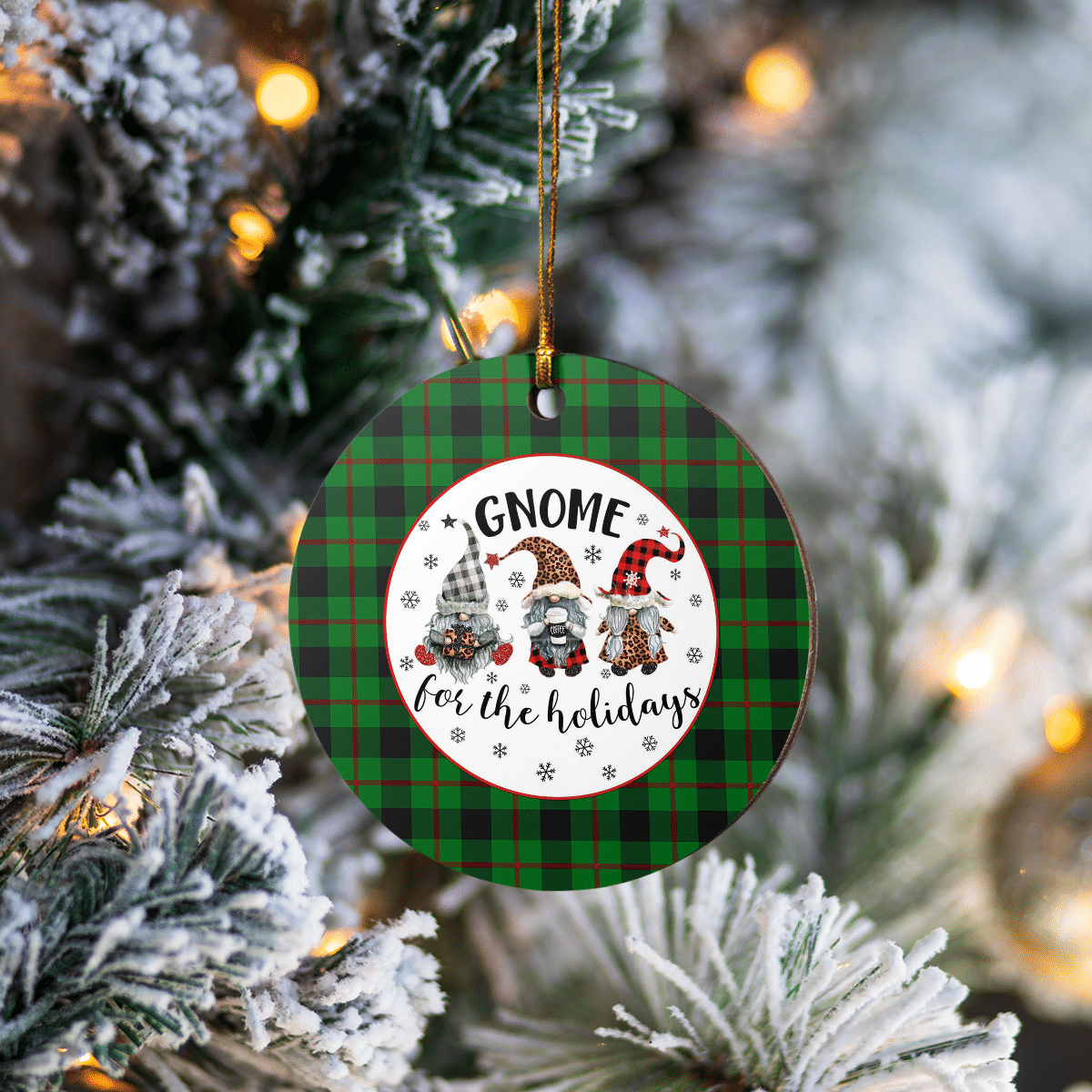 Clan Kincaid Tartan Tartan Crest Gnome Round Ceramic Ornament XV44 Kincaid Tartan Tartan Christmas   