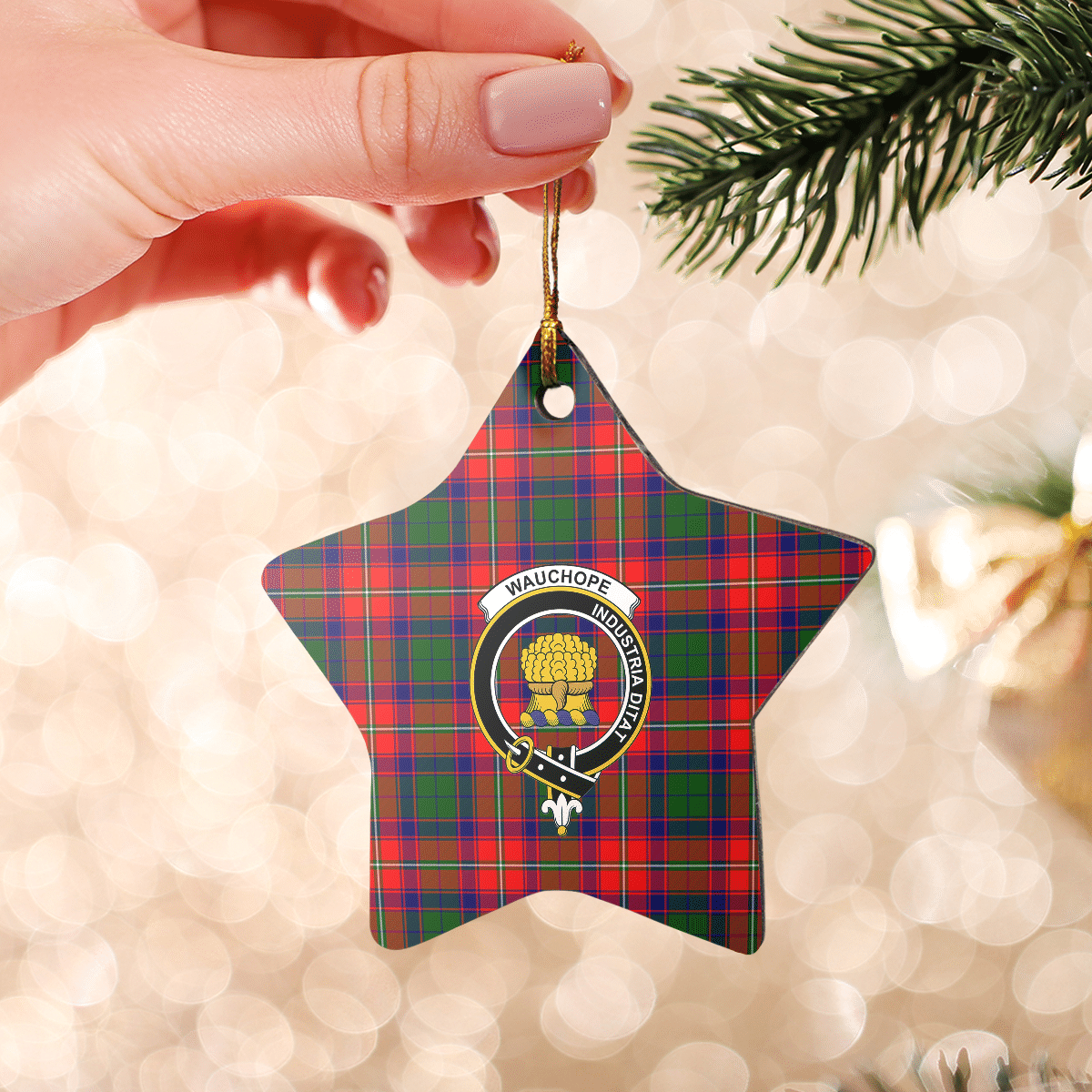 Clan Wauchope Tartan Crest Star Ceramic Ornament FZ80 Wauchope Tartan Tartan Christmas   