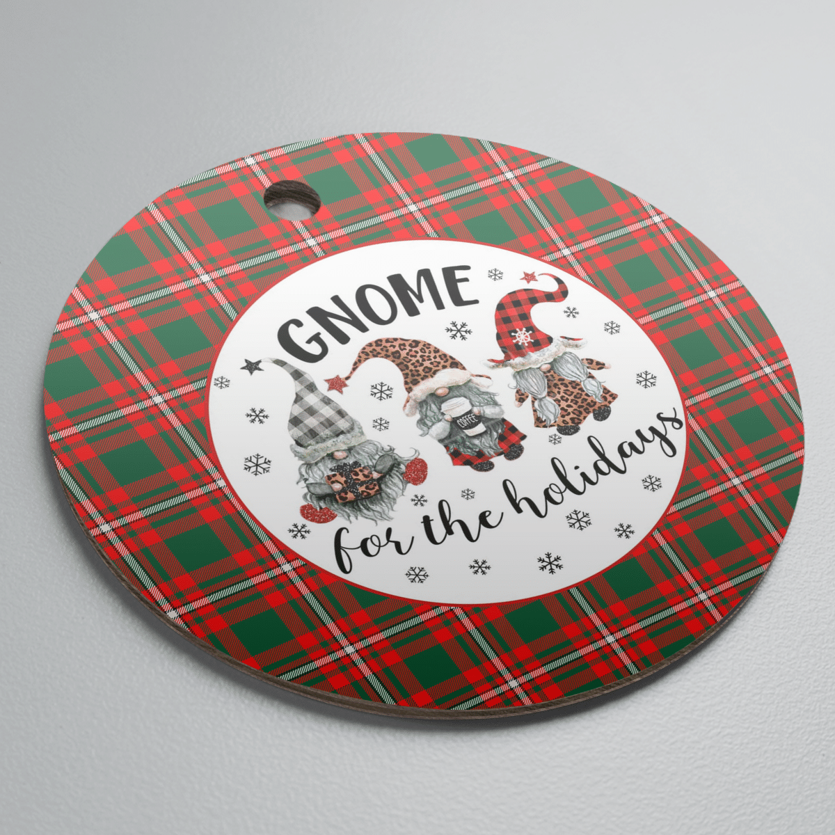 Clan Princess Margaret Tartan Tartan Crest Gnome Round Ceramic Ornament TN75 Princess Margaret Tartan Tartan Christmas   