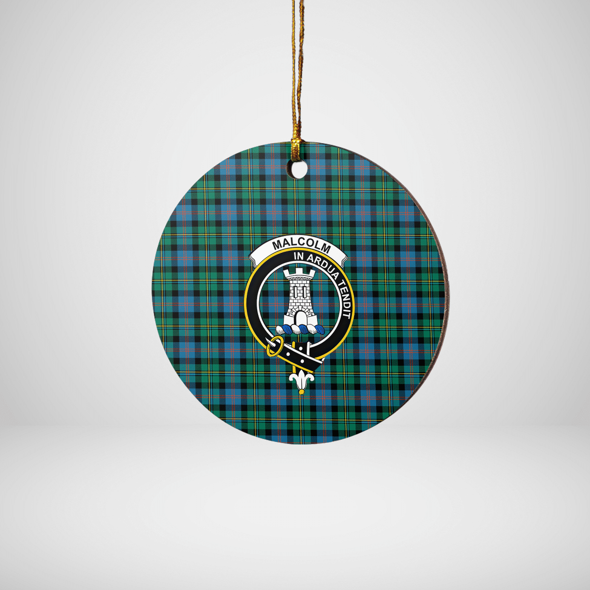 Clan Malcolm Ancient Tartan Crest Round Ceramic Ornament RN80 Malcolm Ancient Tartan Tartan Christmas   