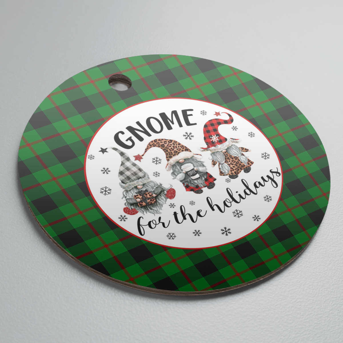 Clan Kincaid Tartan Tartan Crest Gnome Round Ceramic Ornament XV44 Kincaid Tartan Tartan Christmas   