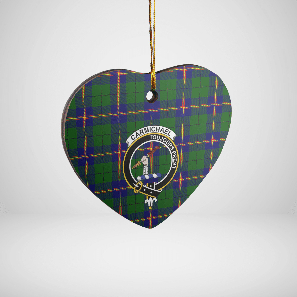 Clan Carmichael Modern Tartan Crest Heart Ceramic Ornament DQ62 Carmichael Modern Tartan Tartan Christmas   