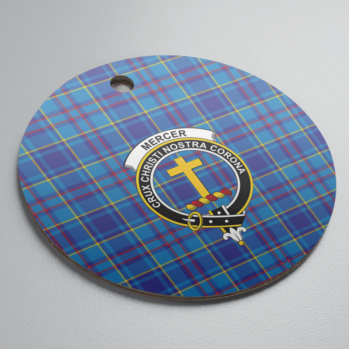 Clan Mercer Modern Tartan Crest Round Ceramic Ornament TN49 Mercer Modern Tartan Tartan Christmas   