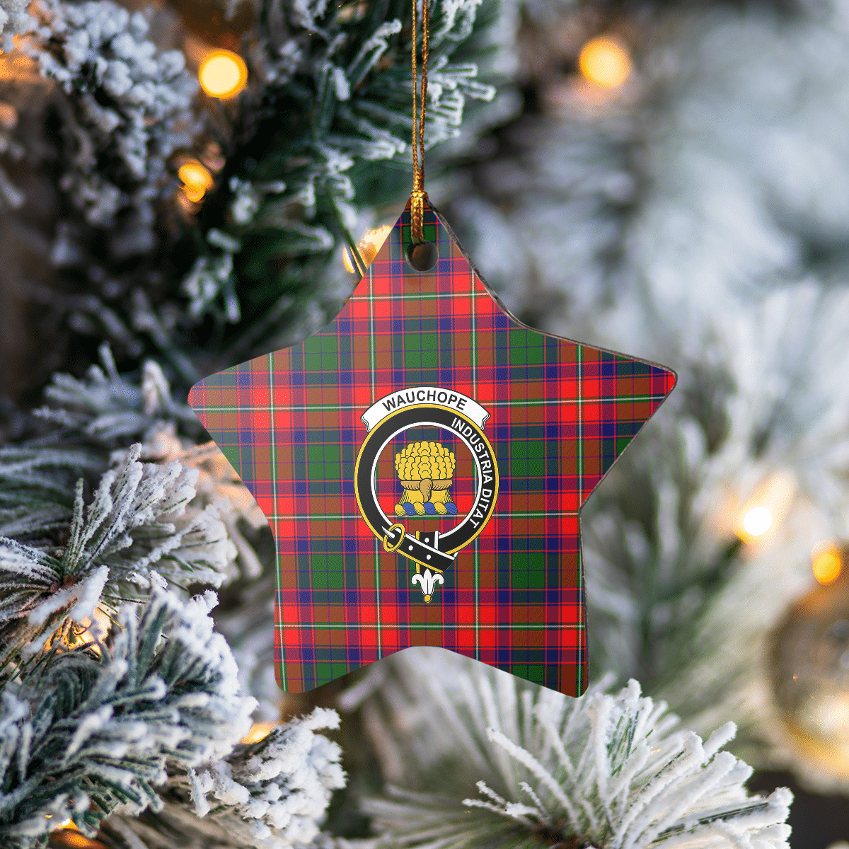 Clan Wauchope Tartan Crest Star Ceramic Ornament FZ80 Wauchope Tartan Tartan Christmas   