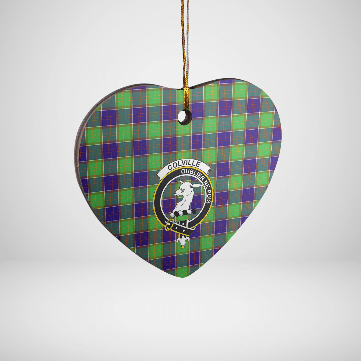 Clan Colville Tartan Crest Heart Ceramic Ornament OX49 Colville Tartan Tartan Christmas   