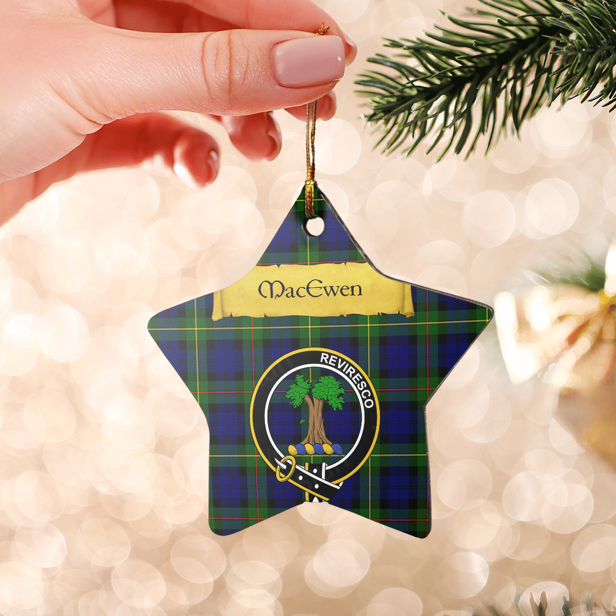 Clan MacEwen Modern Tartan Crest Star Ceramic Ornament LQ52 MacEwen Modern Tartan Tartan Christmas   