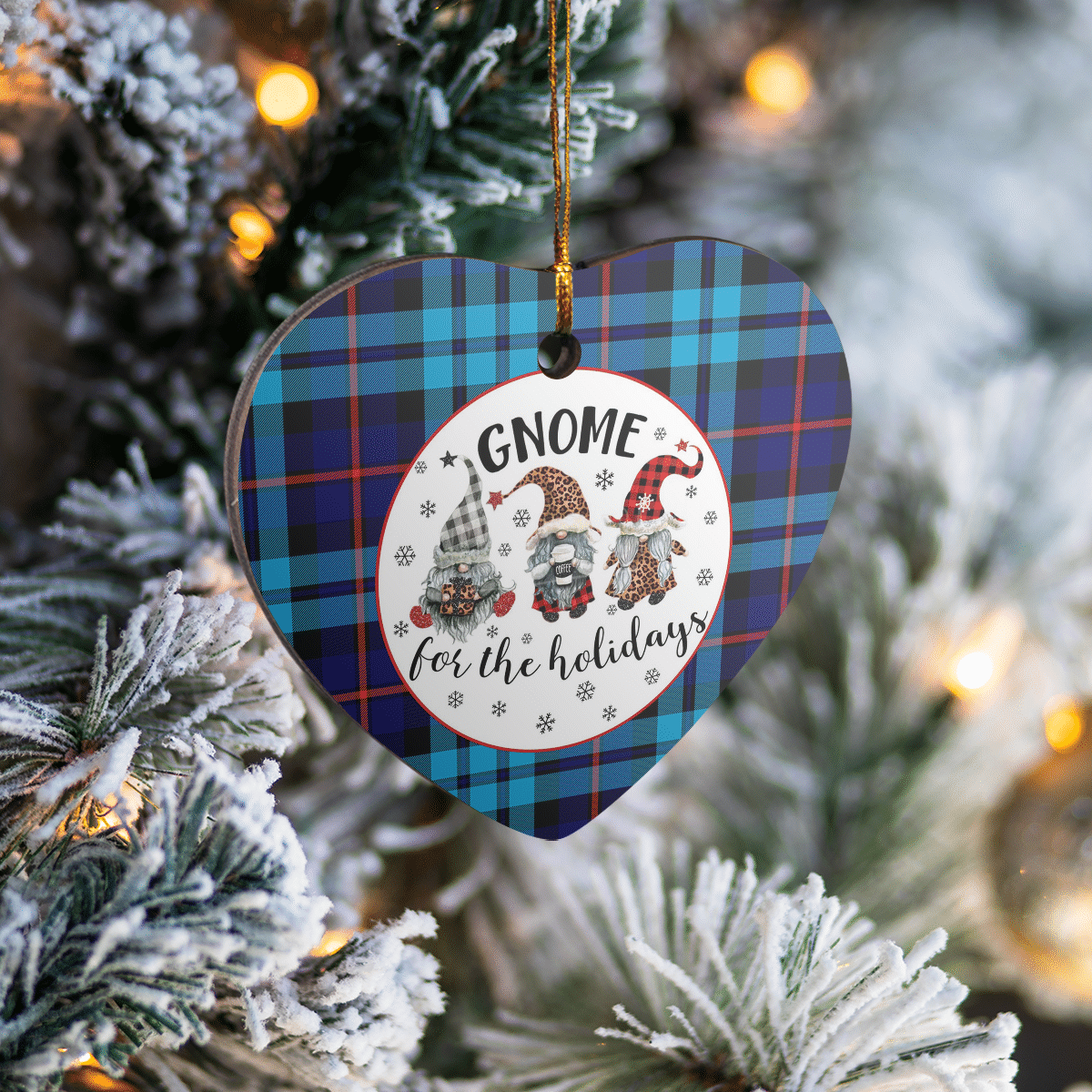 Clan MacCorquodale Tartan Tartan Crest Gnome Heart Ceramic Ornament UA50 MacCorquodale Tartan Tartan Christmas   