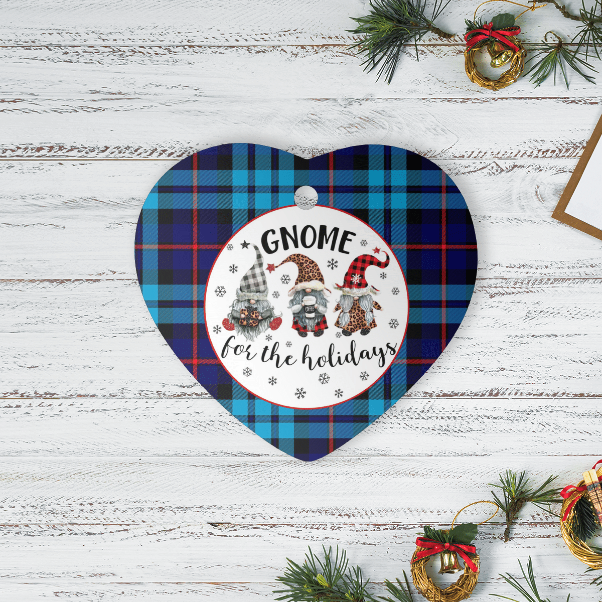 Clan MacCorquodale Tartan Tartan Crest Gnome Heart Ceramic Ornament UA50 MacCorquodale Tartan Tartan Christmas   