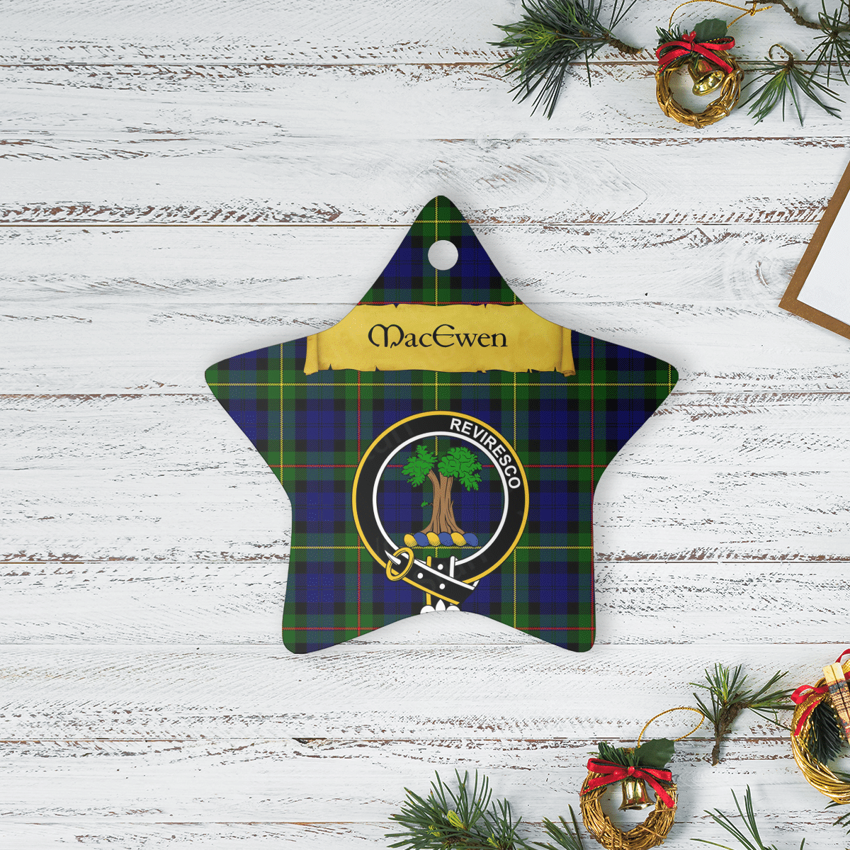 Clan MacEwen Modern Tartan Crest Star Ceramic Ornament LQ52 MacEwen Modern Tartan Tartan Christmas   