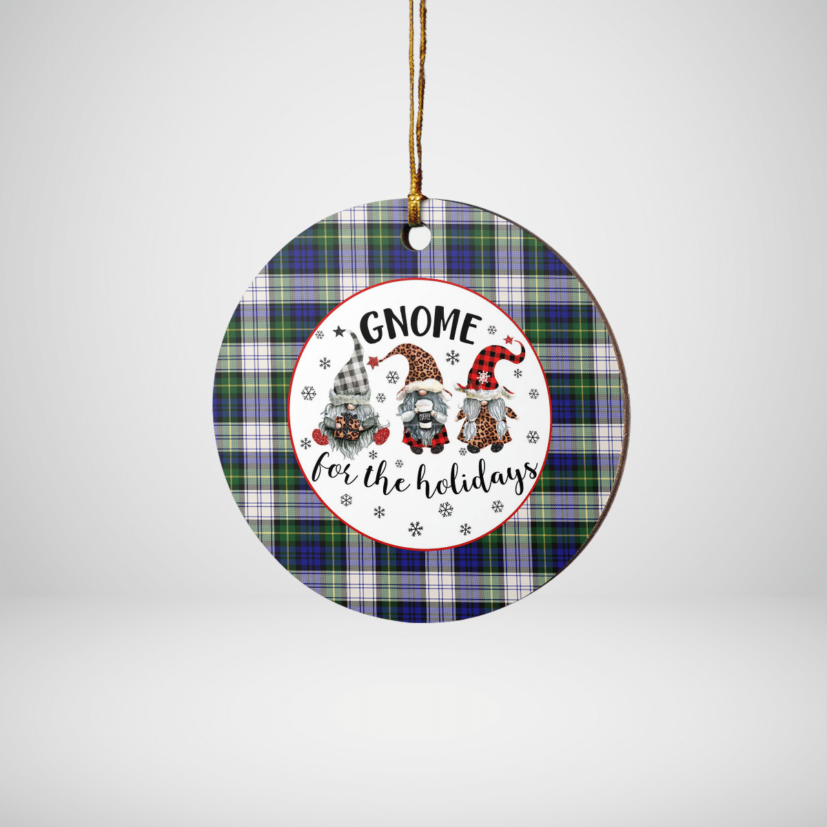 Clan Gordon Dress Modern Tartan Tartan Crest Gnome Round Ceramic Ornament YF55 Gordon Dress Modern Tartan Tartan Christmas   