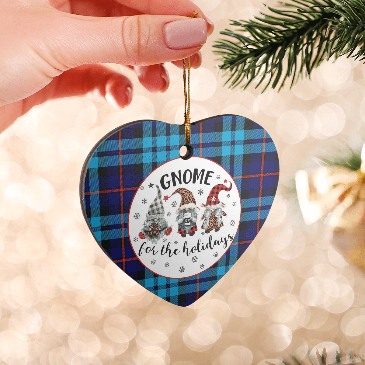 Clan MacCorquodale Tartan Tartan Crest Gnome Heart Ceramic Ornament UA50 MacCorquodale Tartan Tartan Christmas   