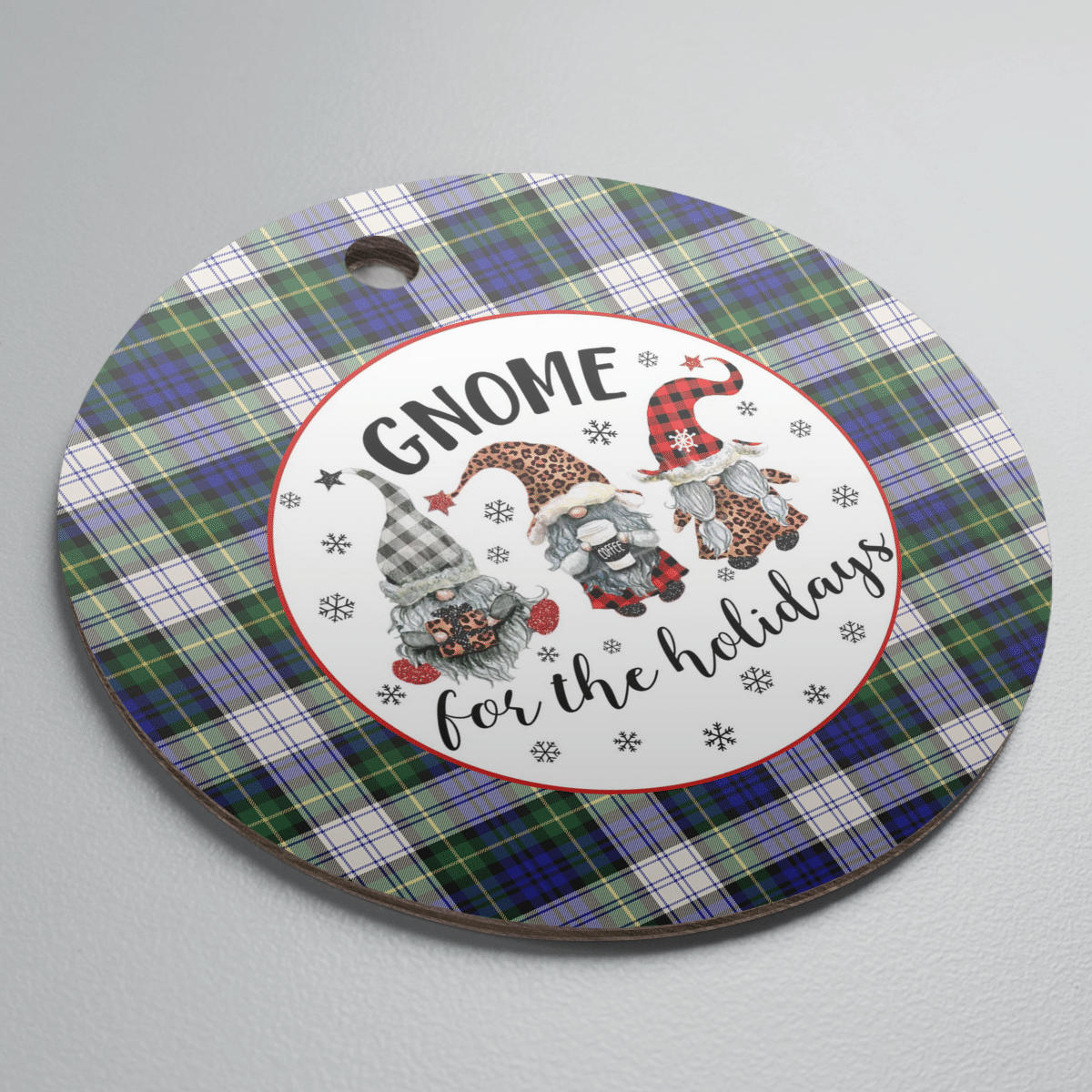 Clan Gordon Dress Modern Tartan Tartan Crest Gnome Round Ceramic Ornament YF55 Gordon Dress Modern Tartan Tartan Christmas   