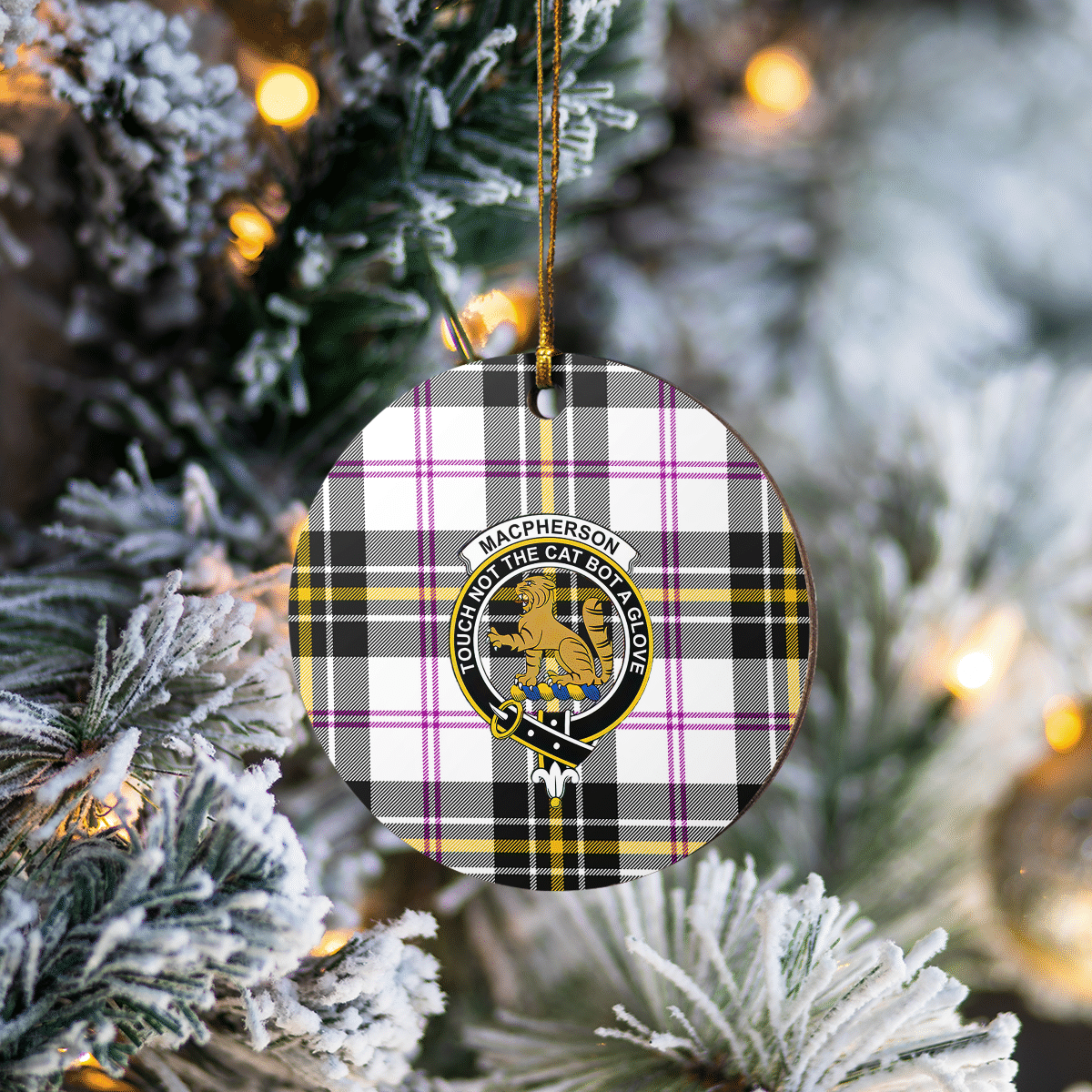 Clan MacPherson Dress Modern Tartan Crest Round Ceramic Ornament HB89 MacPherson Dress Modern Tartan Tartan Christmas   