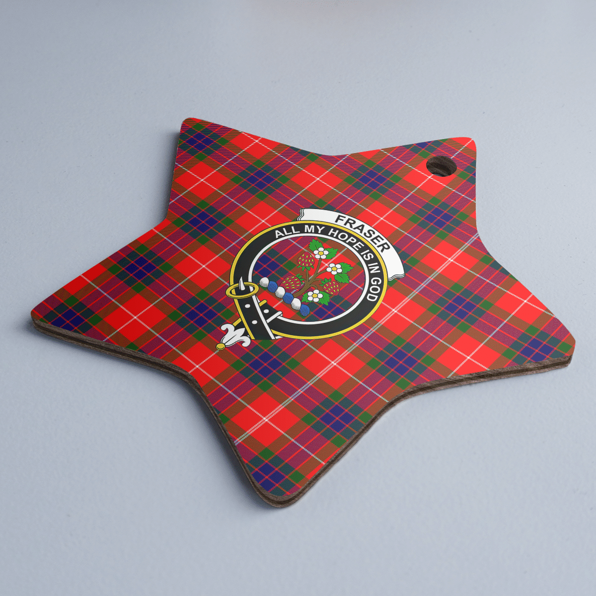 Clan Fraser Modern Tartan Crest Star Ceramic Ornament GT76 Fraser Modern Tartan Tartan Christmas   