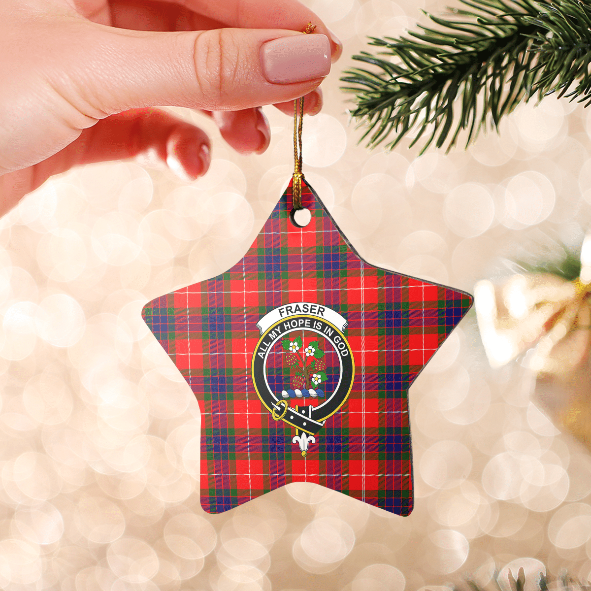 Clan Fraser Modern Tartan Crest Star Ceramic Ornament GT76 Fraser Modern Tartan Tartan Christmas   