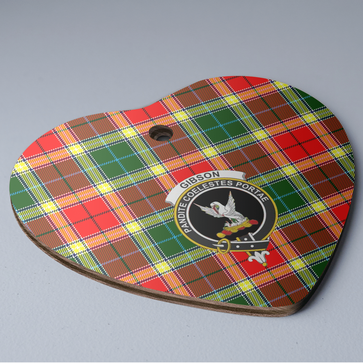 Clan Gibbs Tartan Crest Heart Ceramic Ornament UP39 Gibbs Tartan Tartan Christmas   