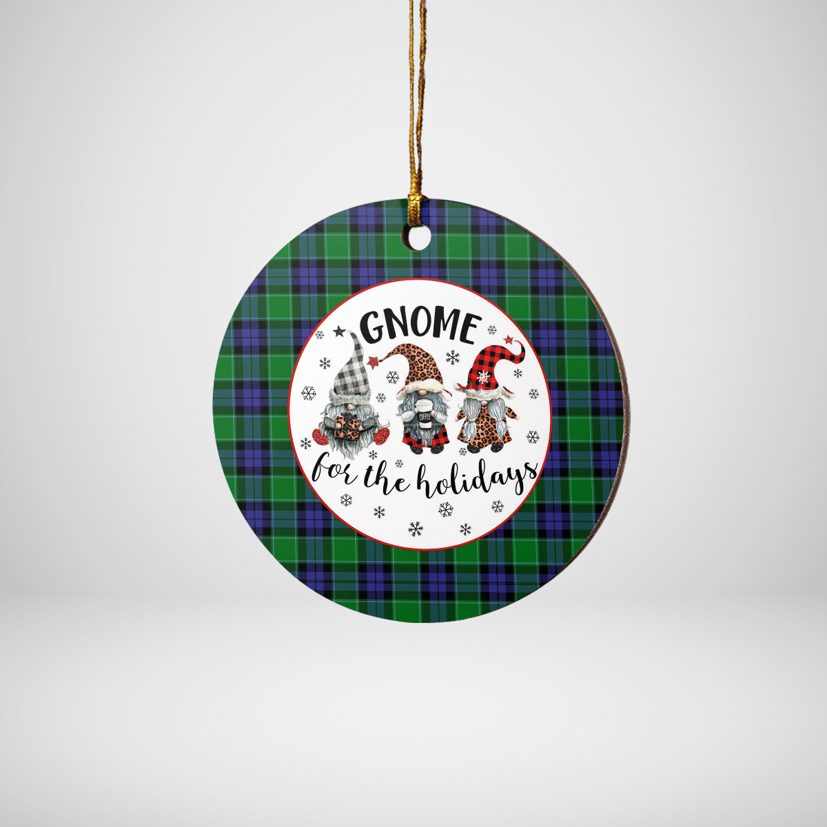 Clan Monteith Tartan Tartan Crest Gnome Round Ceramic Ornament KJ51 Monteith Tartan Tartan Christmas   