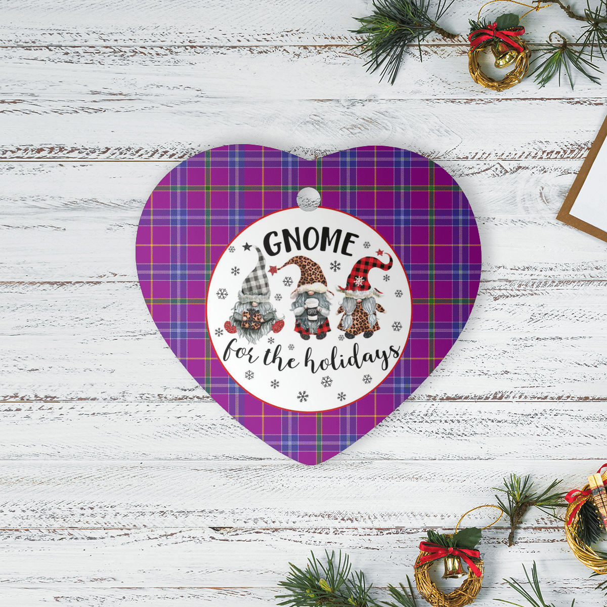 Clan Jackson Tartan Tartan Crest Gnome Heart Ceramic Ornament NO84 Jackson Tartan Tartan Christmas   