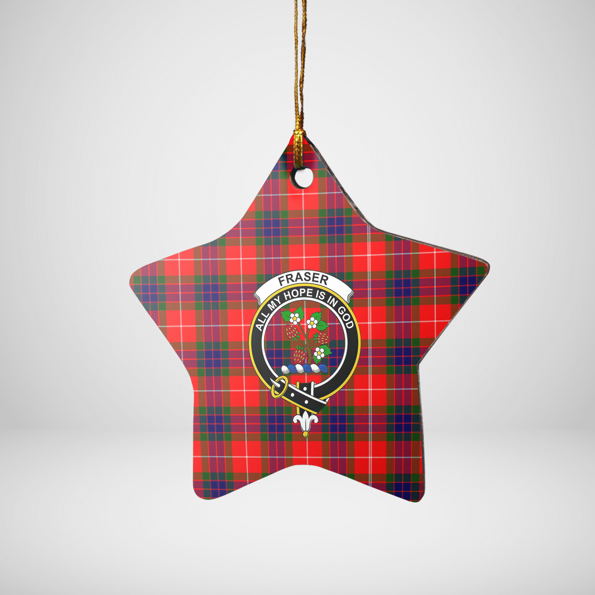 Clan Fraser Modern Tartan Crest Star Ceramic Ornament GT76 Fraser Modern Tartan Tartan Christmas   