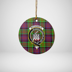 Clan MacDonald of Clanranald Tartan Crest Round Ceramic Ornament FP84 MacDonald of Clanranald Tartan Tartan Christmas   