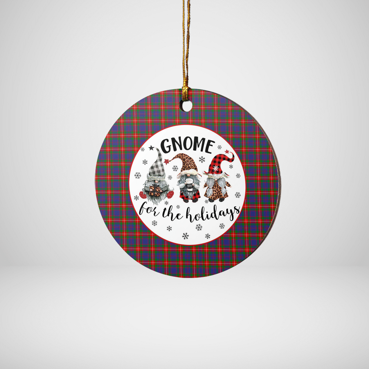 Clan Fraser of Lovat Tartan Tartan Crest Gnome Round Ceramic Ornament ZH78 Fraser of Lovat Tartan Tartan Christmas   