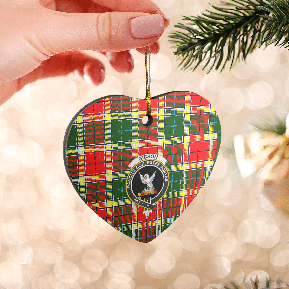 Clan Gibbs Tartan Crest Heart Ceramic Ornament UP39 Gibbs Tartan Tartan Christmas   