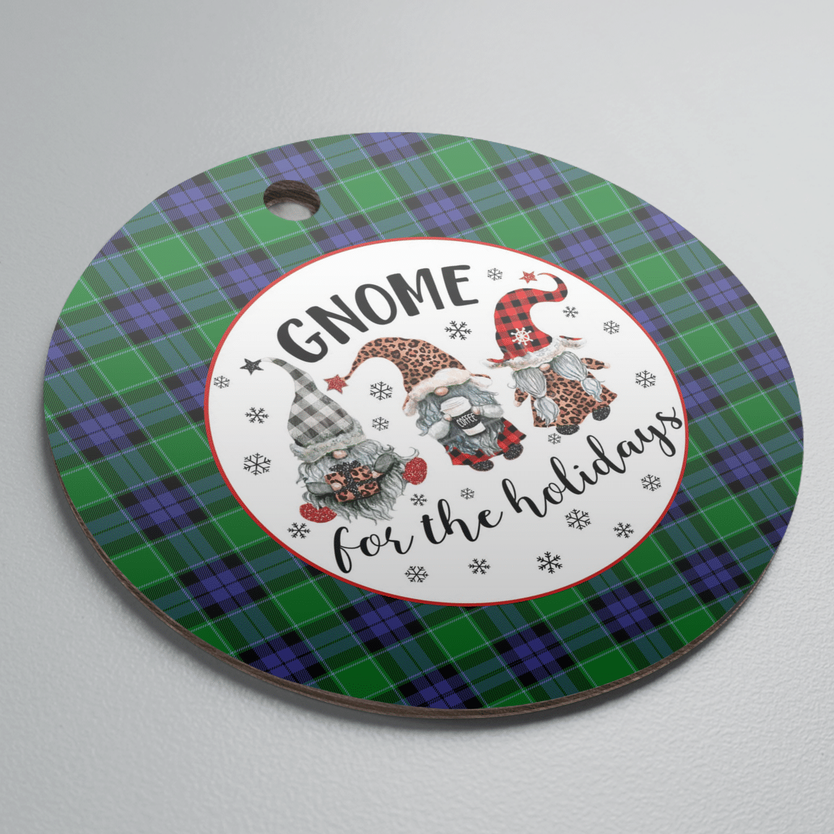 Clan Monteith Tartan Tartan Crest Gnome Round Ceramic Ornament KJ51 Monteith Tartan Tartan Christmas   