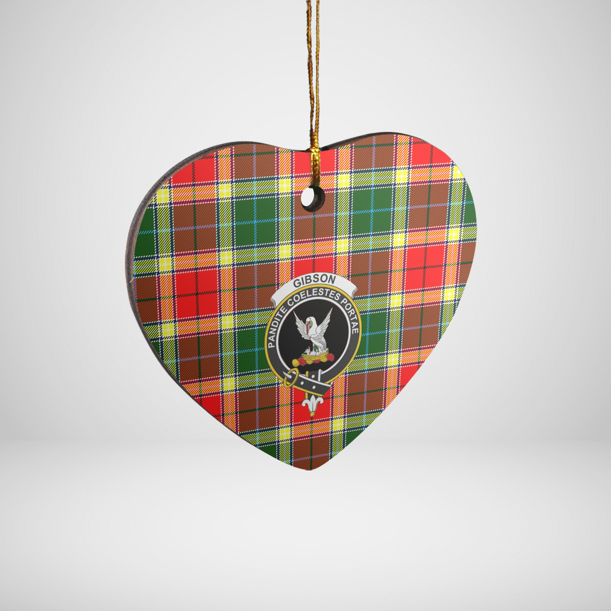 Clan Gibbs Tartan Crest Heart Ceramic Ornament UP39 Gibbs Tartan Tartan Christmas   