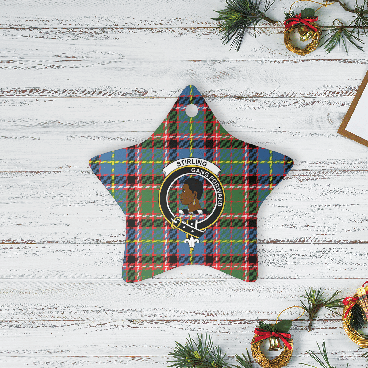 Clan Stirling (of Keir) Tartan Crest Star Ceramic Ornament BN69 Stirling (of Keir) Tartan Tartan Christmas   