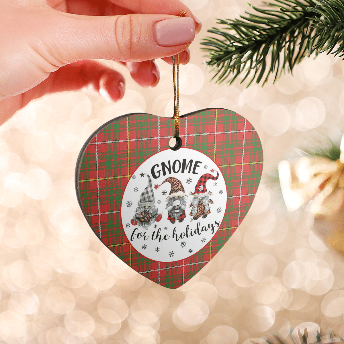 Clan Carruthers Tartan Tartan Crest Gnome Heart Ceramic Ornament SO91 Carruthers Tartan Tartan Christmas   